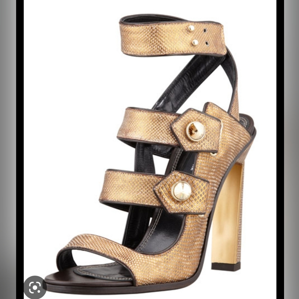 Derek Lam Beatrice Snakeskin Strappy Dandal NWOT, Size 8 1/2 Bronze Metallic.